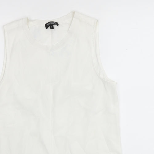 Episode Womens White Polyester Basic Tank Size S Round Neck