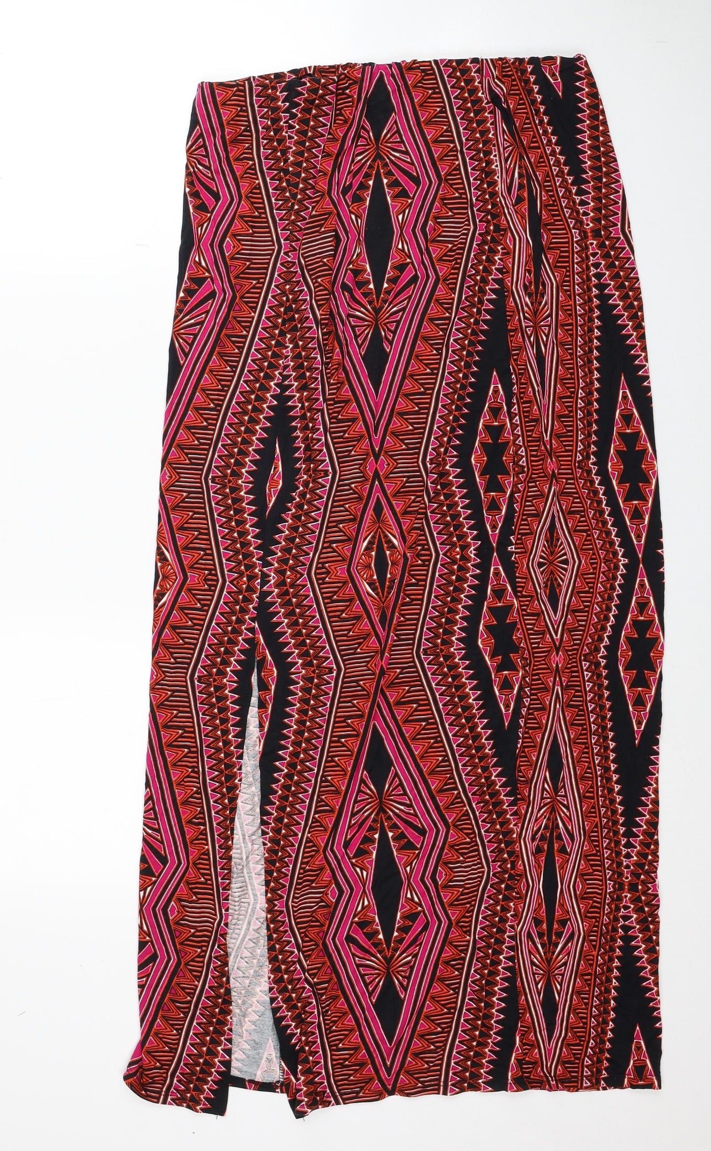 Wallis Womens Red Geometric Viscose Straight & Pencil Skirt Size M