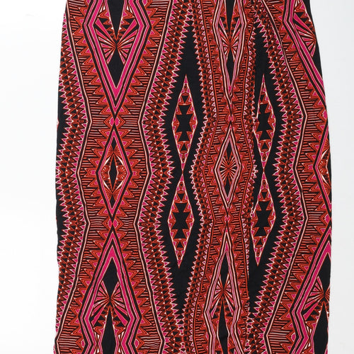 Wallis Womens Red Geometric Viscose Straight & Pencil Skirt Size M