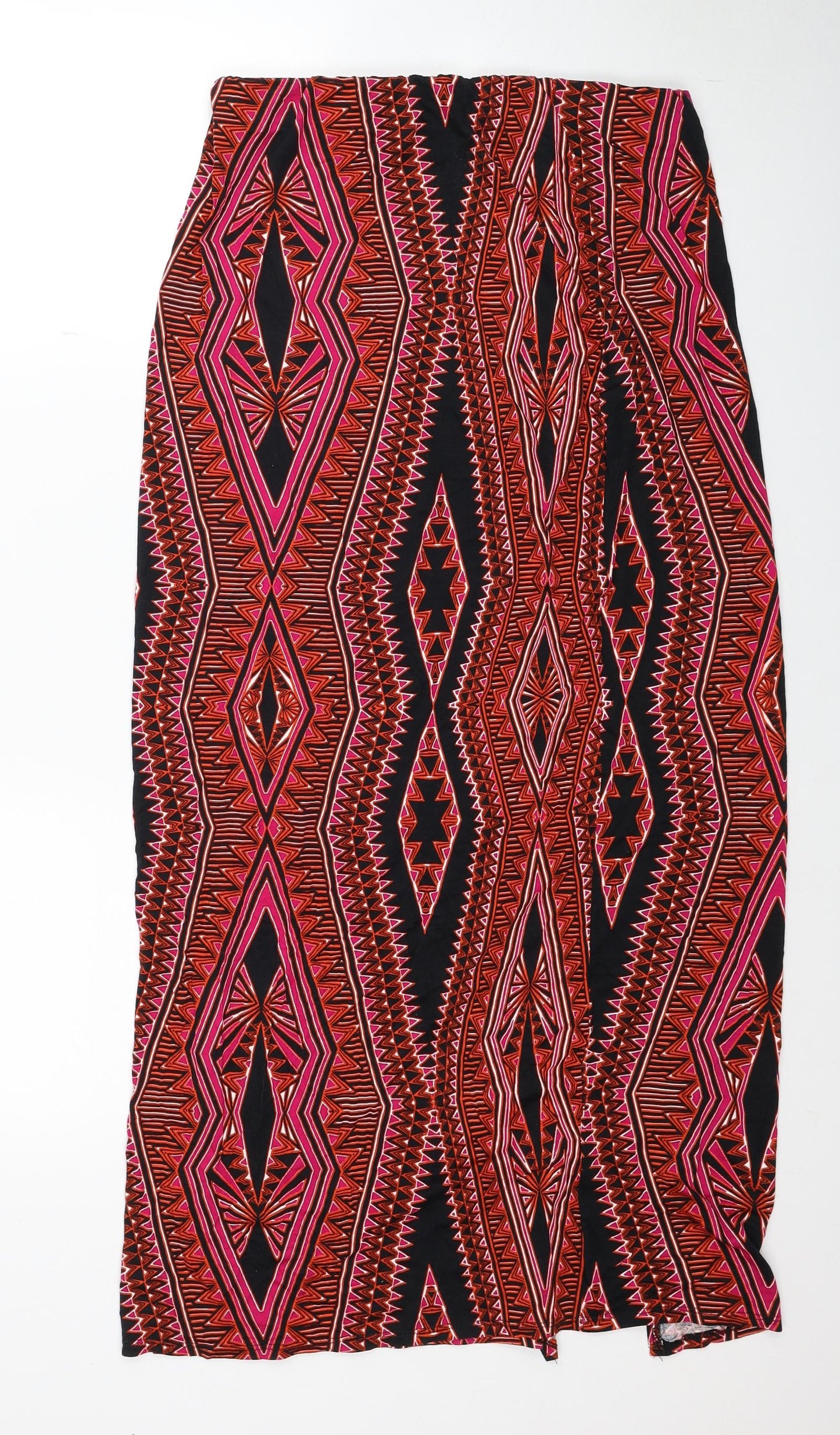 Wallis Womens Red Geometric Viscose Straight & Pencil Skirt Size M