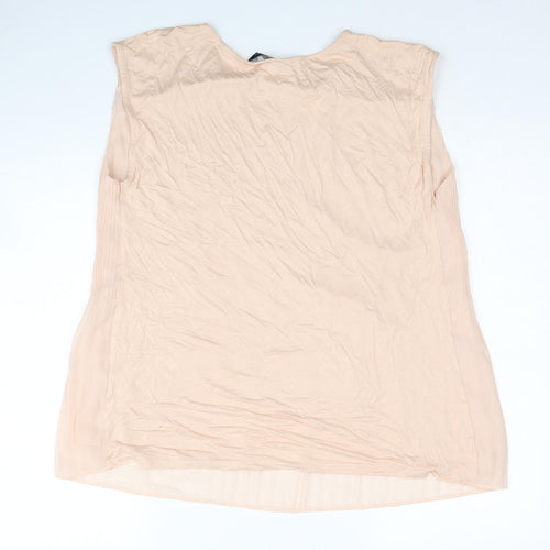 F&F Womens Beige Polyester Basic Blouse Size 12 Round Neck - Lace Detail