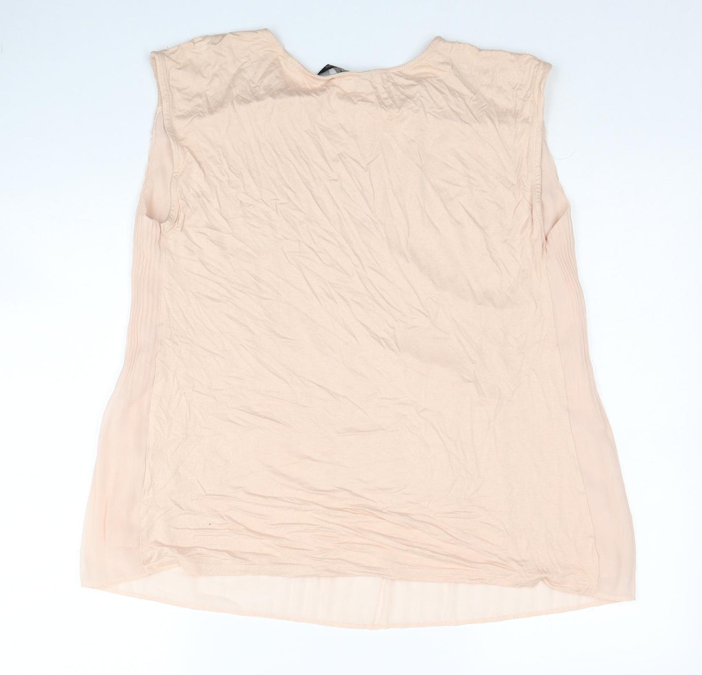 F&F Womens Beige Polyester Basic Blouse Size 12 Round Neck - Lace Detail