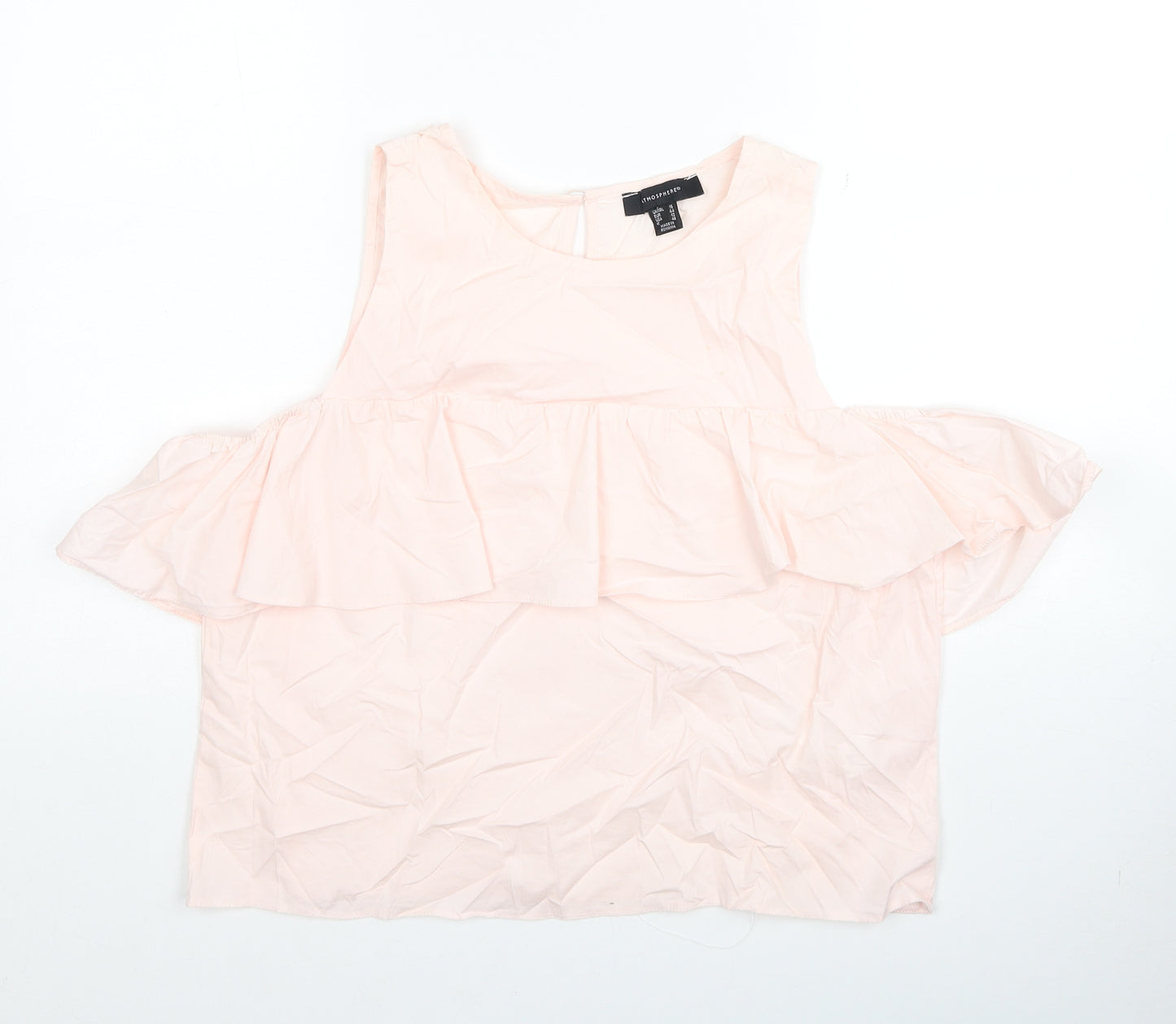 Atmosphere Womens Pink Cotton Cropped Blouse Size 12 Round Neck
