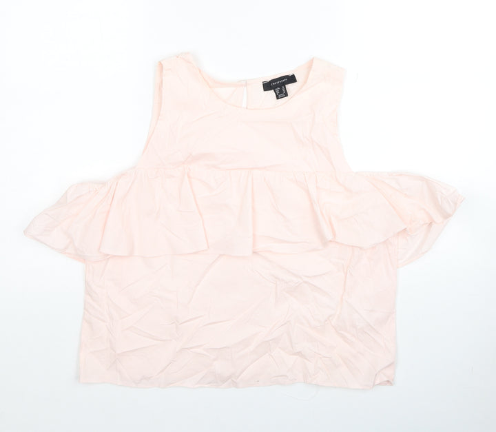Atmosphere Womens Pink Cotton Cropped Blouse Size 12 Round Neck