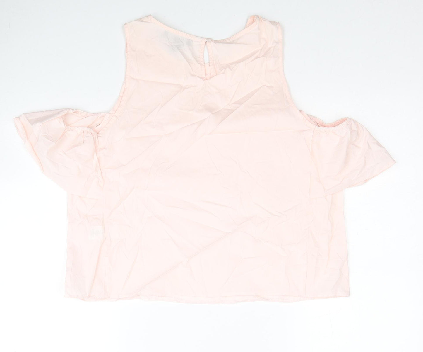 Atmosphere Womens Pink Cotton Cropped Blouse Size 12 Round Neck