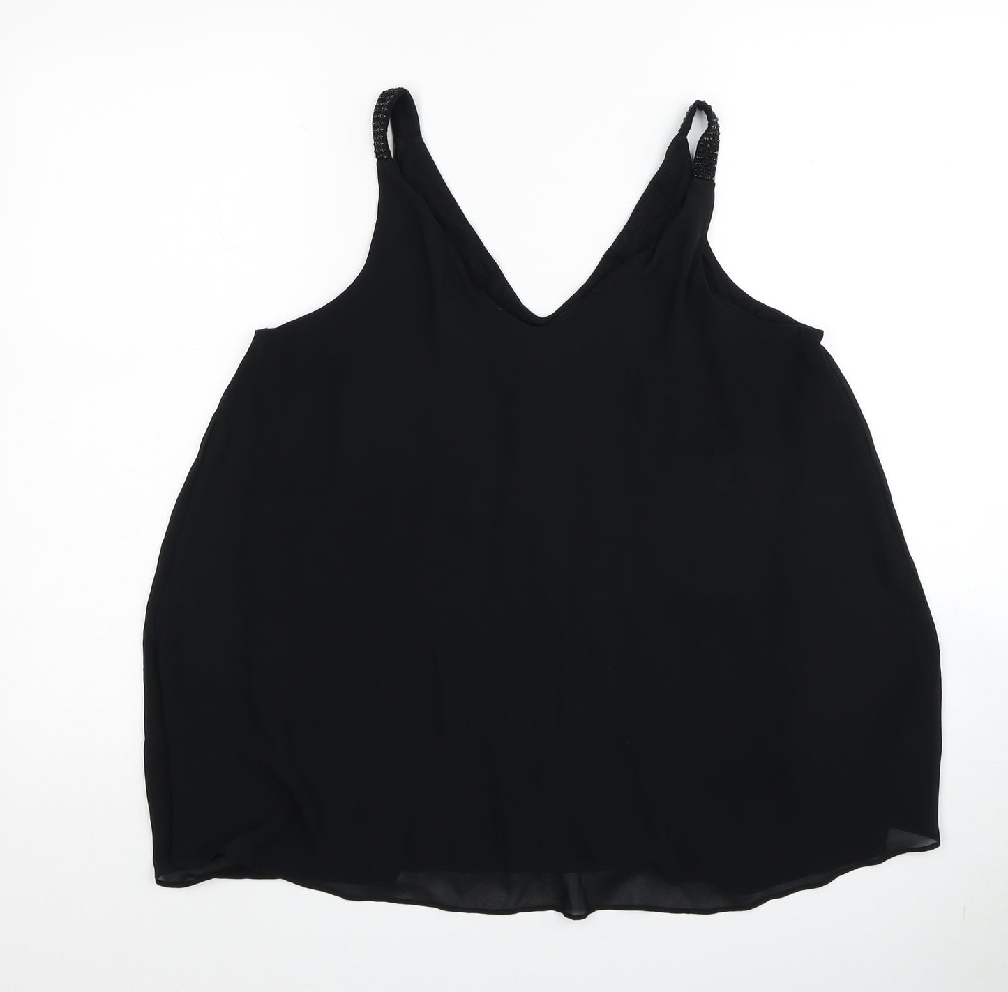 NEXT Womens Black Polyester Basic Tank Size 12 V-Neck