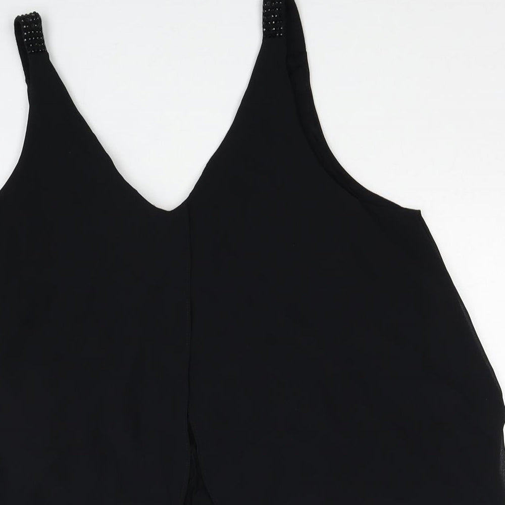 NEXT Womens Black Polyester Basic Tank Size 12 V-Neck
