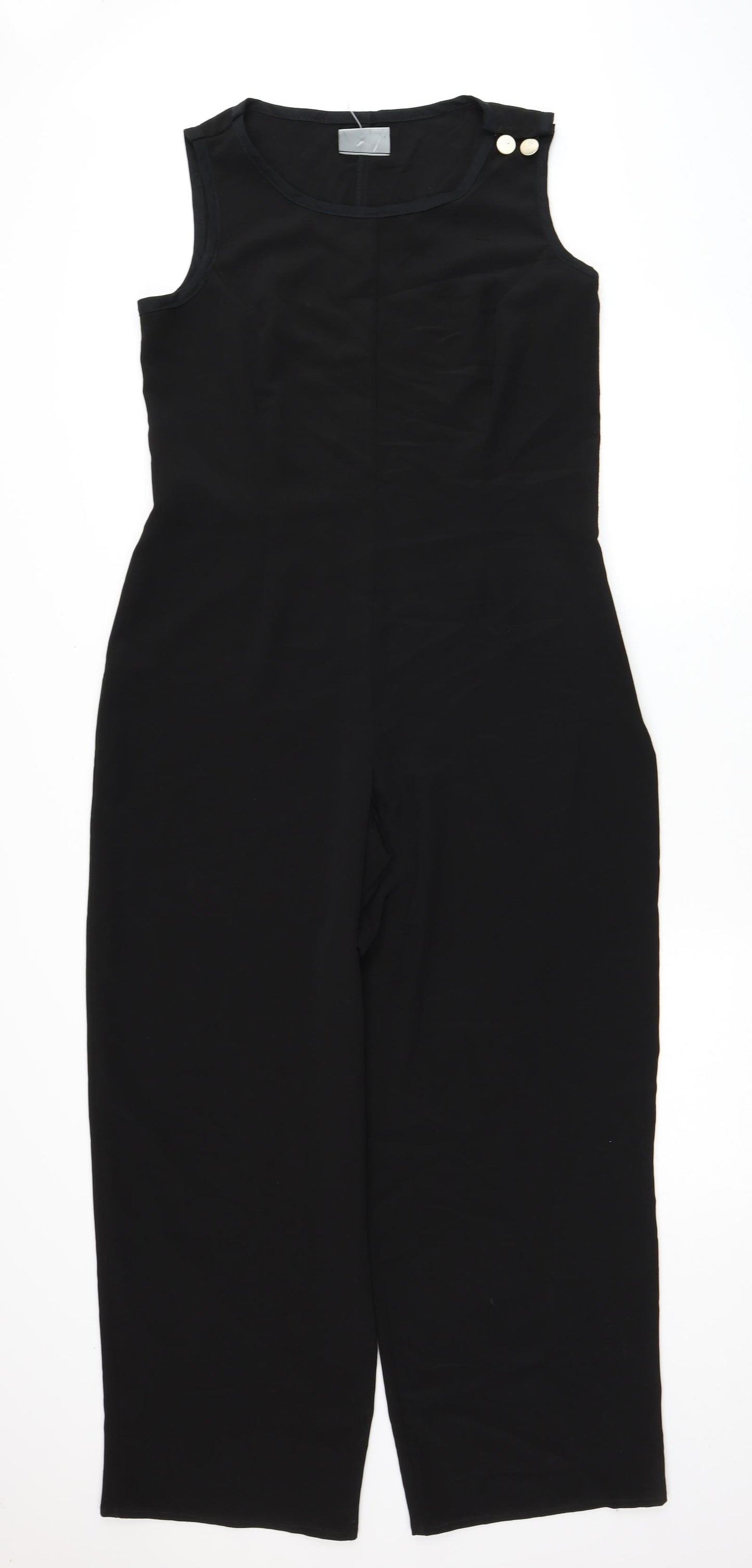 Wallis Womens Black Polyester Jumpsuit One-Piece Size 12 Zip