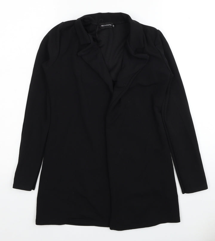 PRETTYLITTLETHING Womens Black Jacket Coatigan Size 8