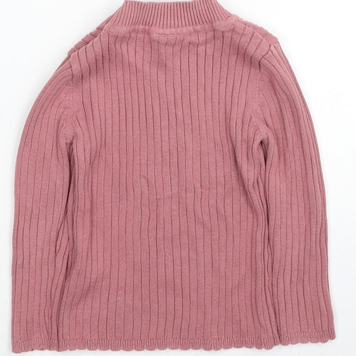 TU Girls Pink Mock Neck Cotton Pullover Jumper Size 2-3 Years Pullover