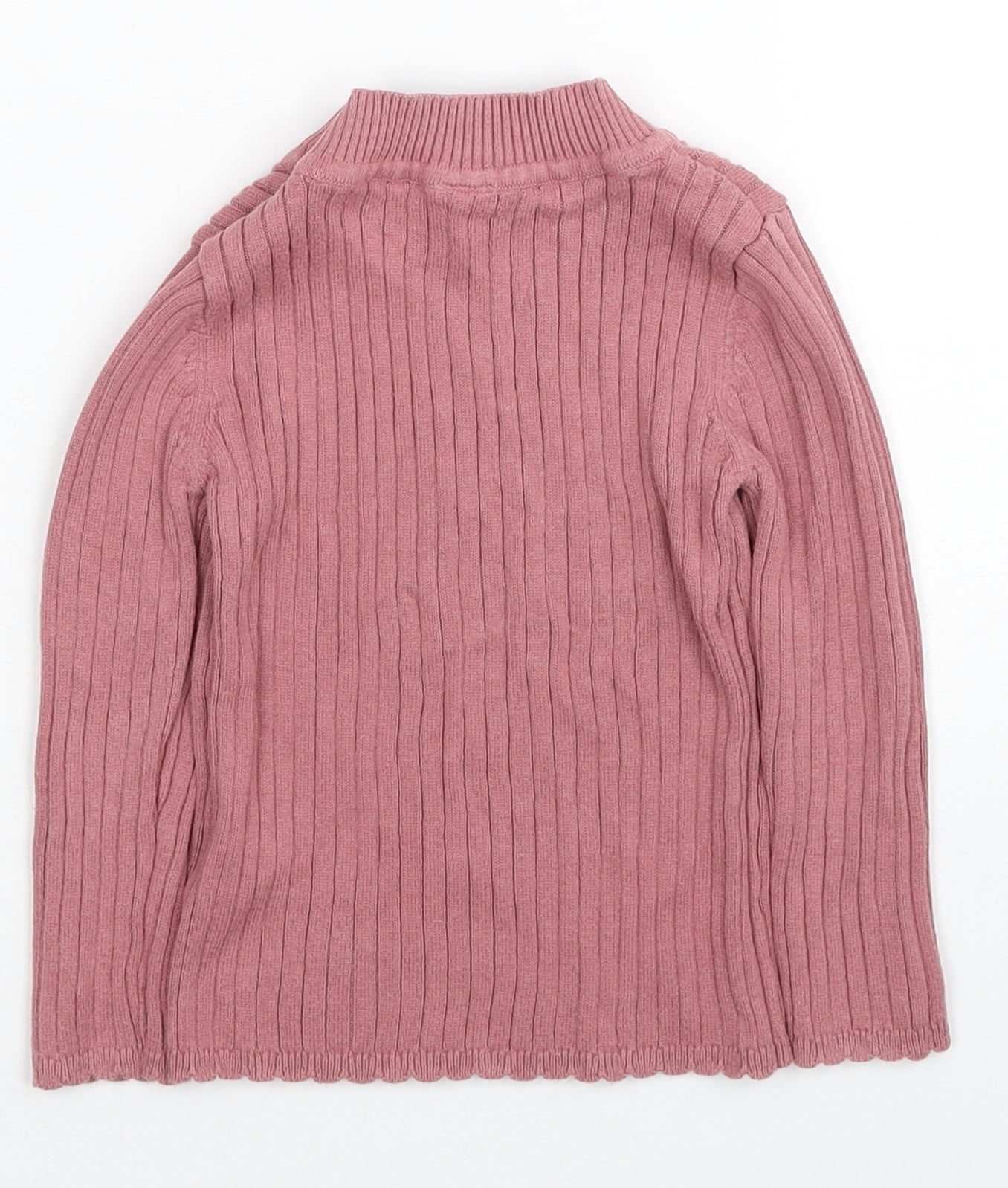 TU Girls Pink Mock Neck Cotton Pullover Jumper Size 2-3 Years Pullover