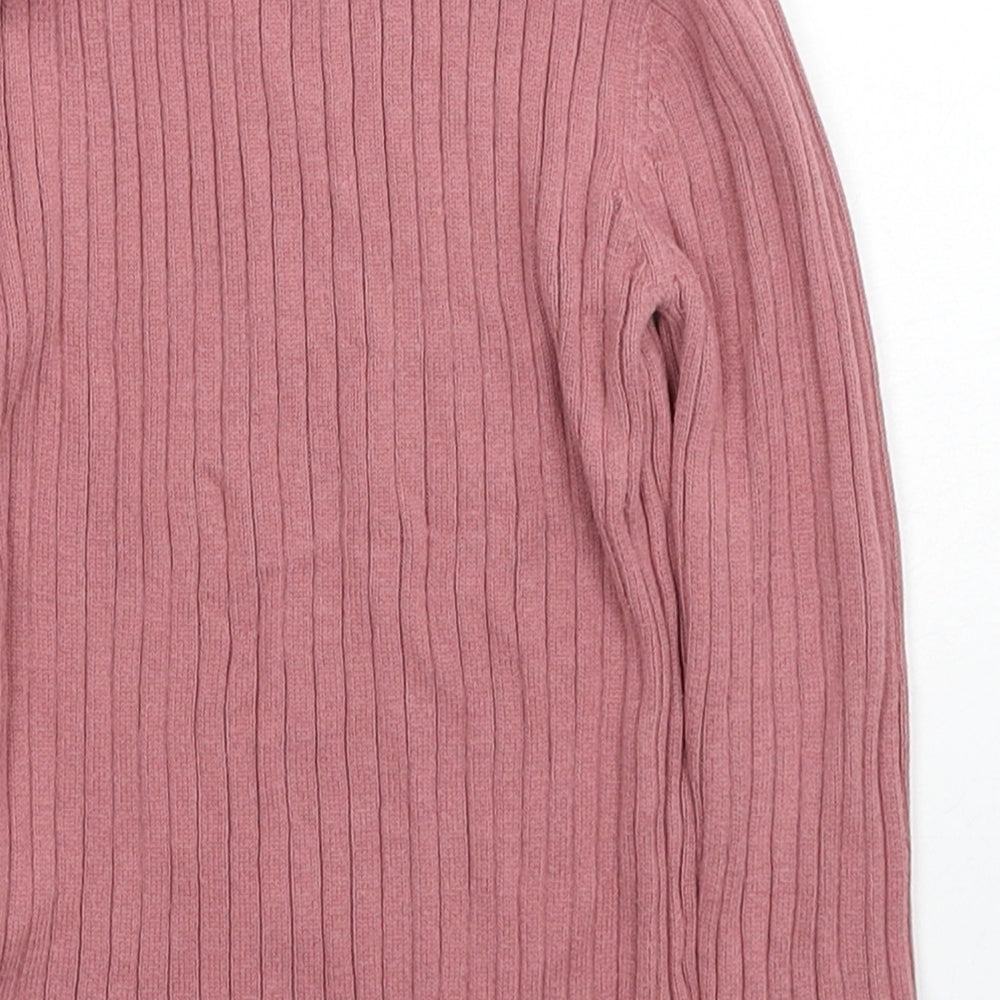 TU Girls Pink Mock Neck Cotton Pullover Jumper Size 2-3 Years Pullover