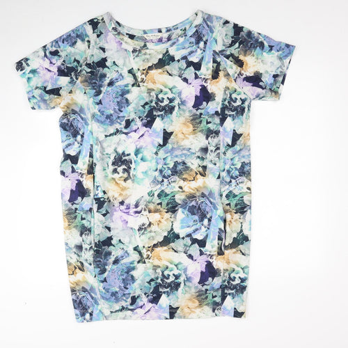 Miss Selfridge Womens Multicoloured Geometric Polyester T-Shirt Dress Size 14 Round Neck Pullover