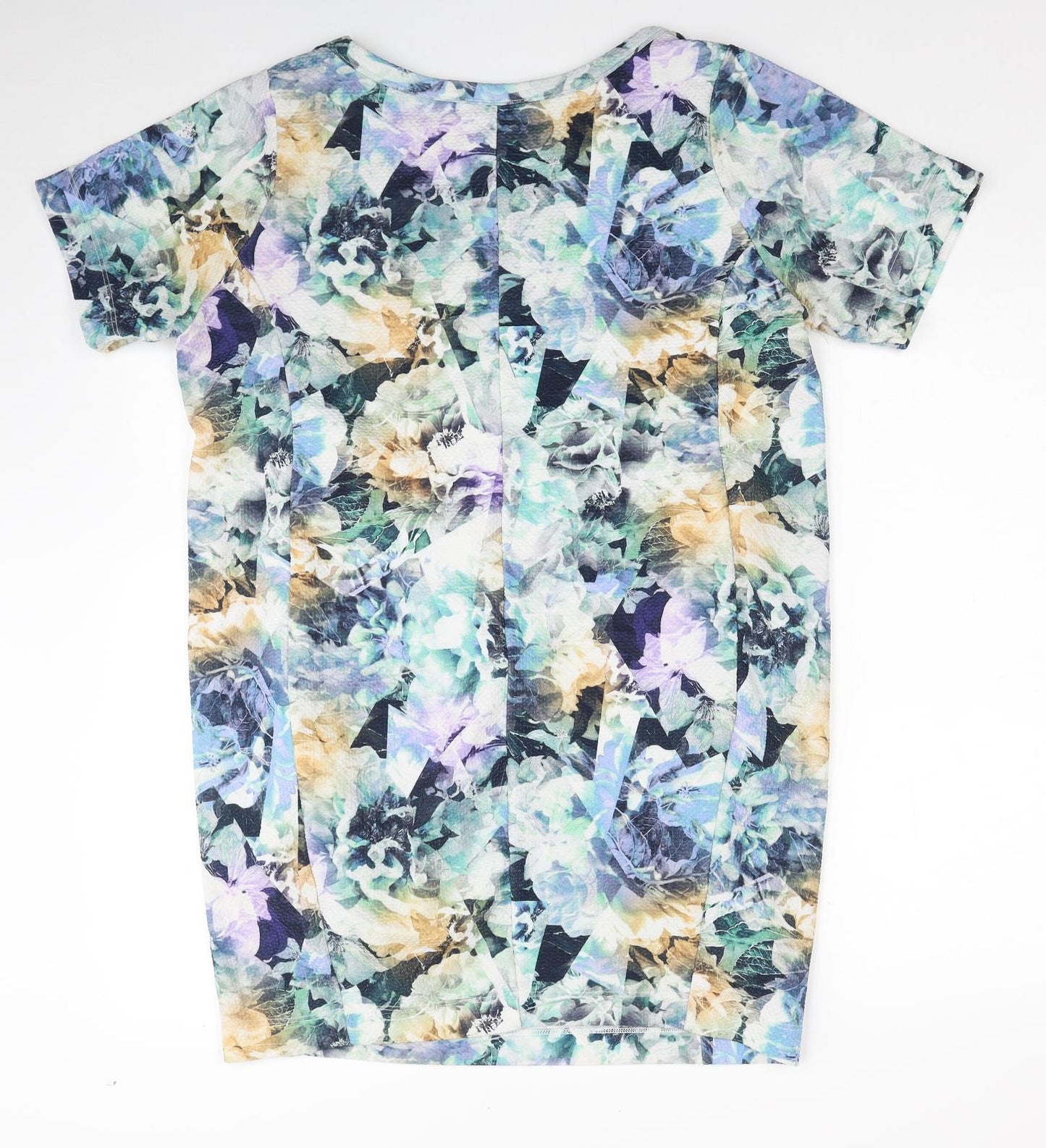 Miss Selfridge Womens Multicoloured Geometric Polyester T-Shirt Dress Size 14 Round Neck Pullover