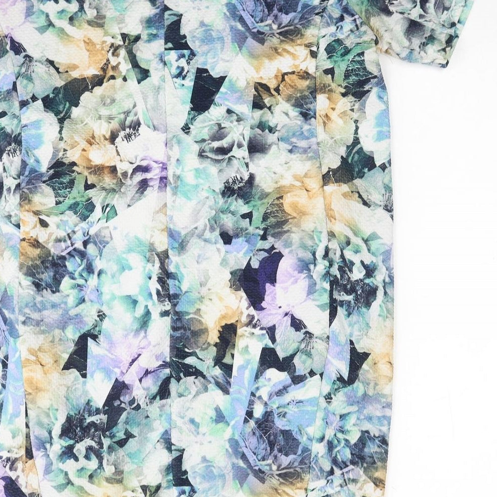 Miss Selfridge Womens Multicoloured Geometric Polyester T-Shirt Dress Size 14 Round Neck Pullover