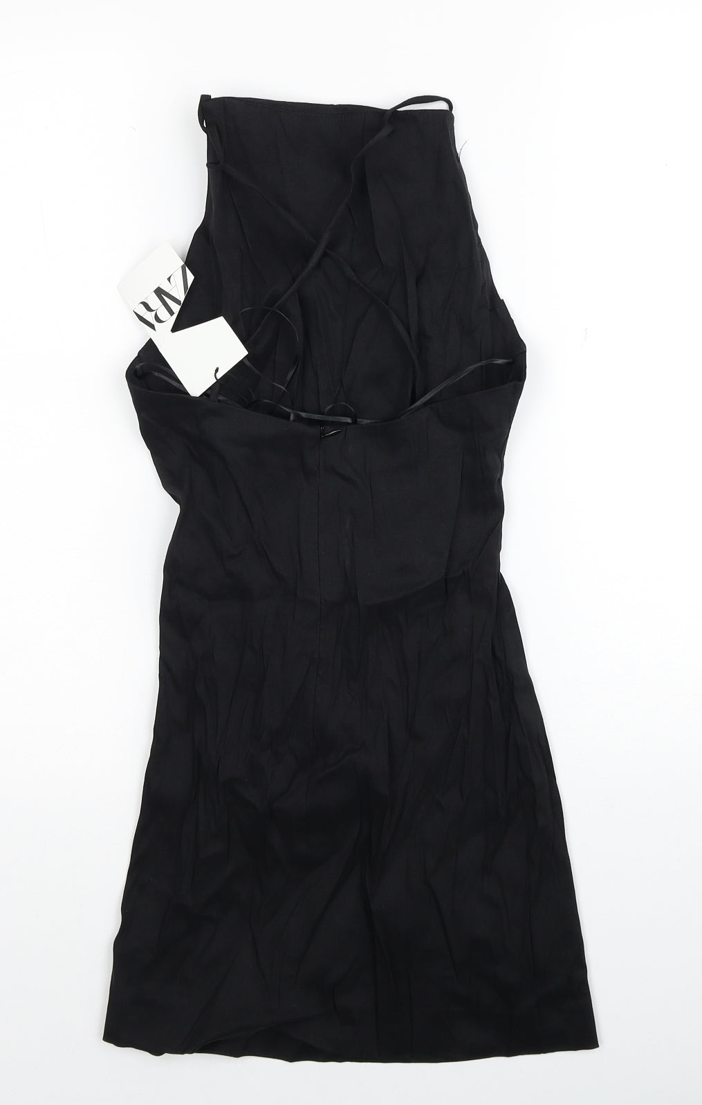 Zara Womens Black Linen A-Line Size XS Square Neck Pullover