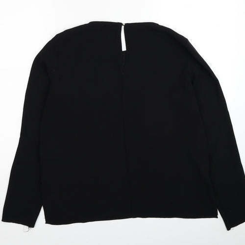 River Island Womens Black Polyester Basic Blouse Size 12 Round Neck