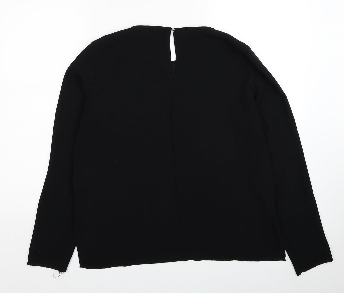 River Island Womens Black Polyester Basic Blouse Size 12 Round Neck
