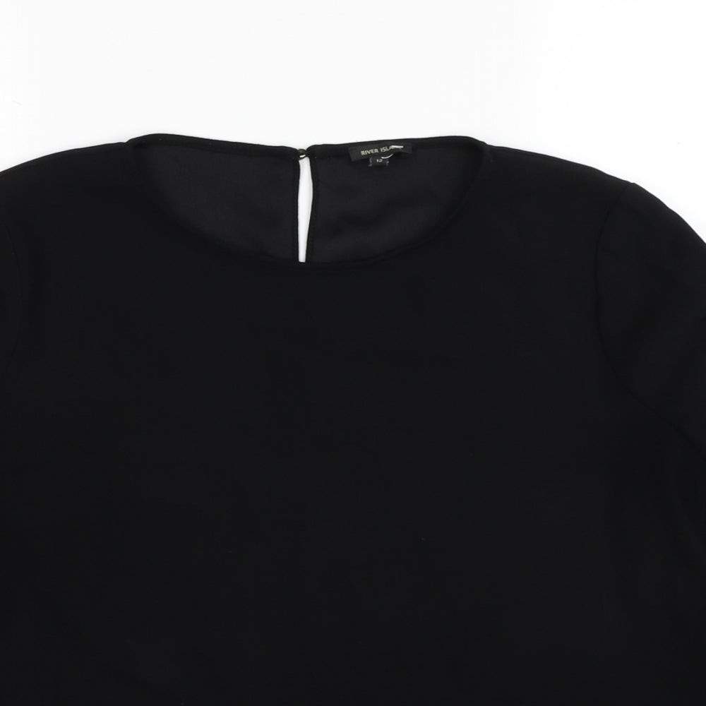 River Island Womens Black Polyester Basic Blouse Size 12 Round Neck
