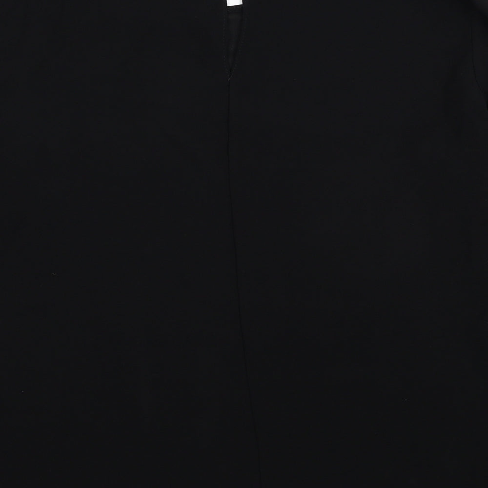 River Island Womens Black Polyester Basic Blouse Size 12 Round Neck