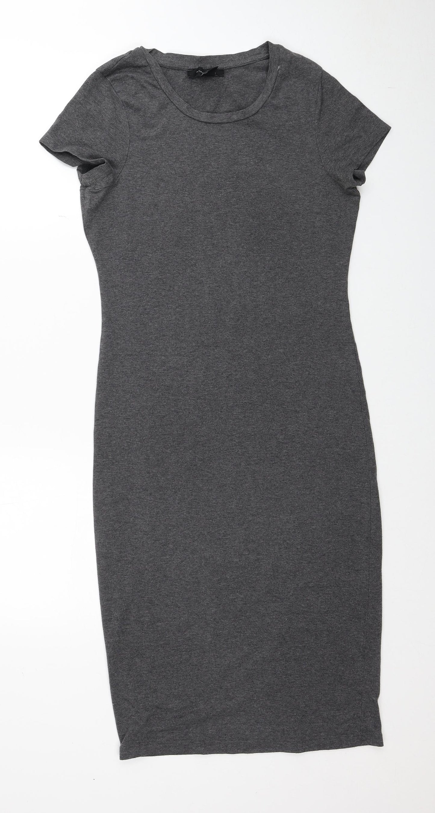 Atmosphere Womens Grey Cotton T-Shirt Dress Size 12 Round Neck Pullover