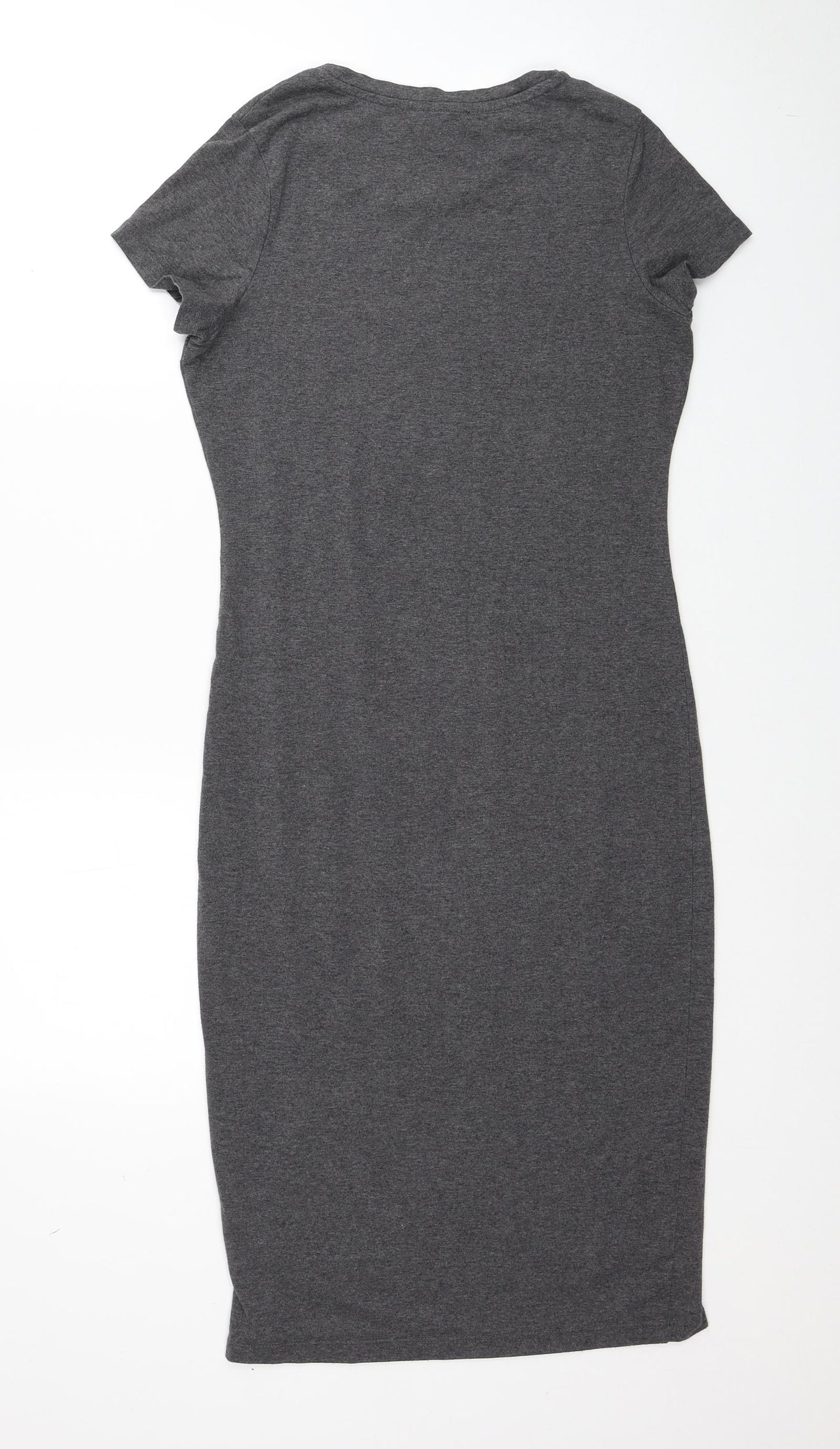 Atmosphere Womens Grey Cotton T-Shirt Dress Size 12 Round Neck Pullover