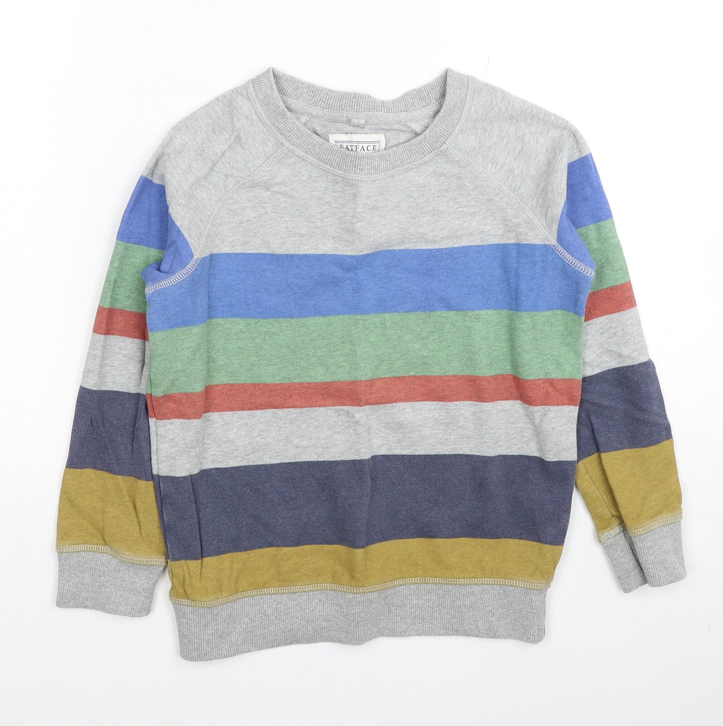 Fat Face Boys Multicoloured Striped Cotton Pullover Sweatshirt Size 6-7 Years Pullover