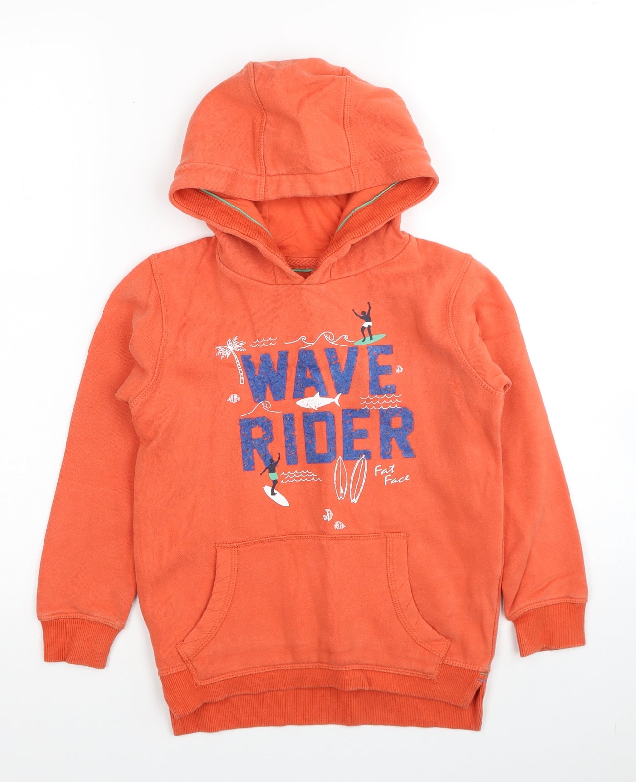 Fat Face Boys Orange Cotton Pullover Hoodie Size 6-7 Years Pullover - Wave Rider