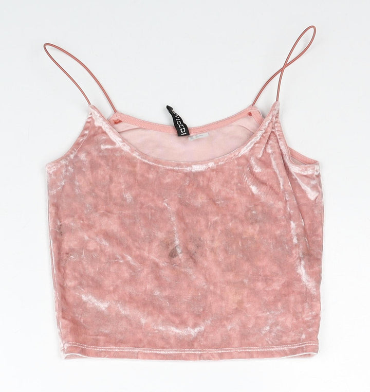 H&M Womens Pink Polyester Cropped Tank Size XS Round Neck