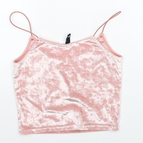 H&M Womens Pink Polyester Cropped Tank Size XS Round Neck