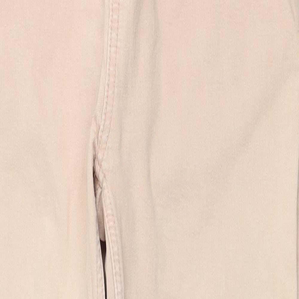 Marks and Spencer Womens Beige Cotton Straight Jeans Size 12 Regular Zip