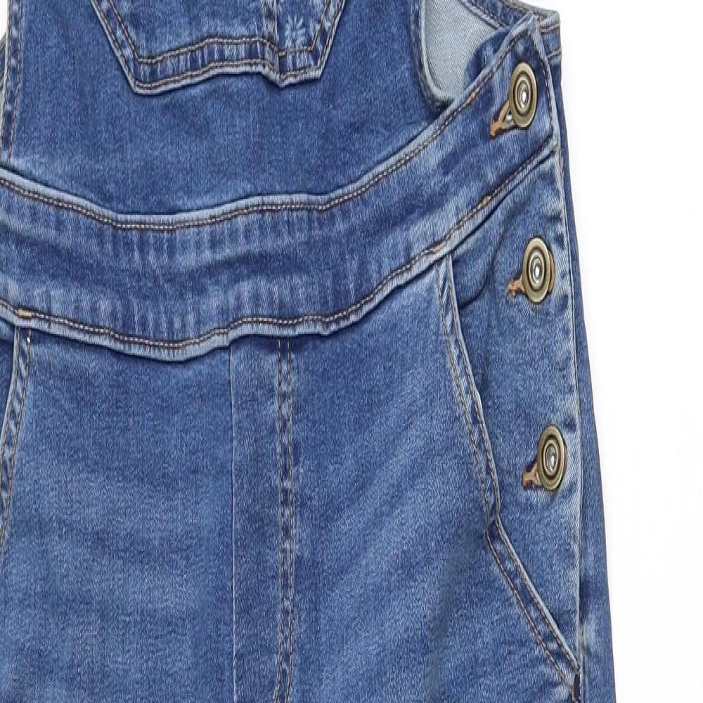 TU Womens Black Cotton Dungaree One-Piece Size 10 Button