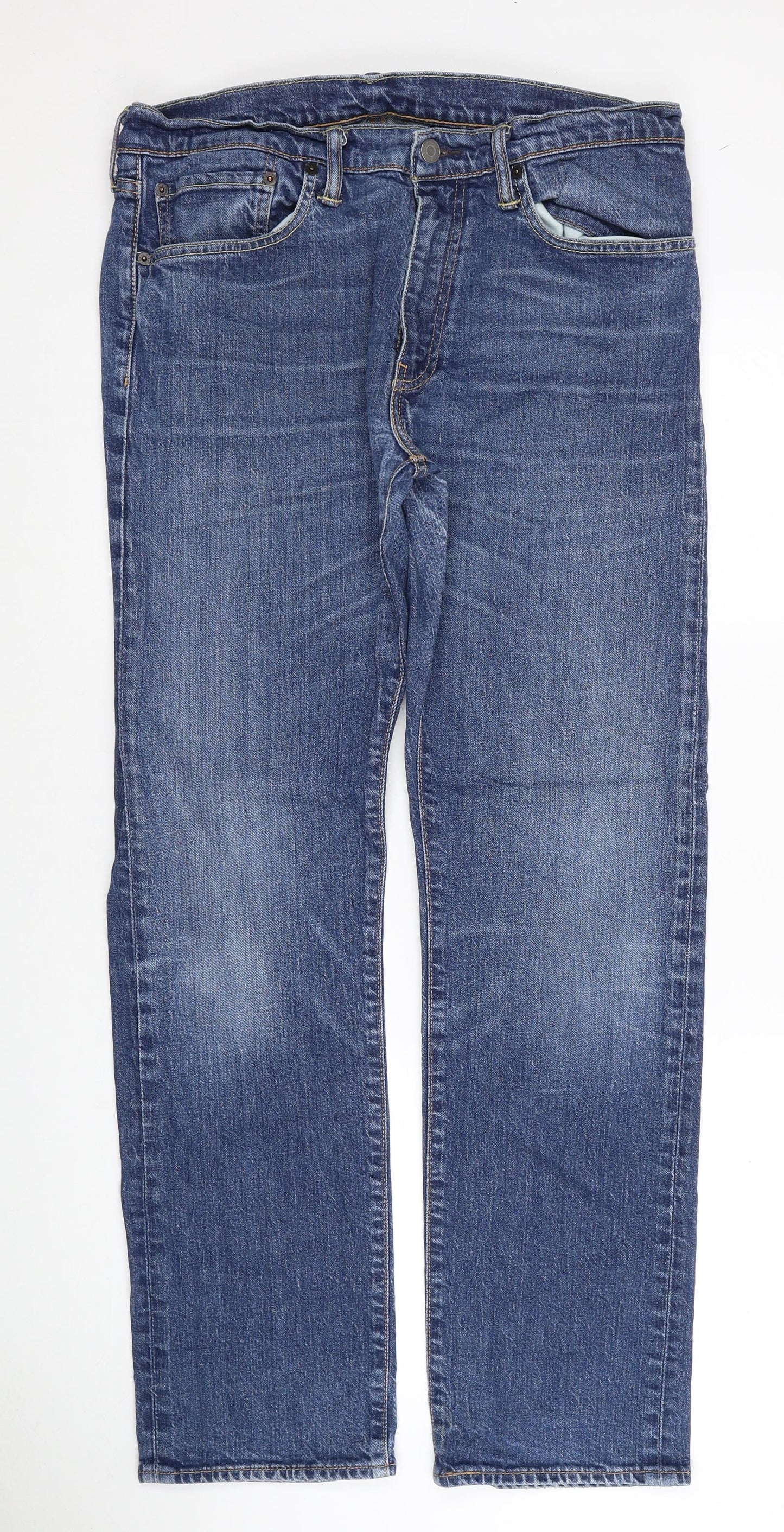 Levi's Mens Blue Cotton Straight Jeans Size 34 in L32 in Regular Zip