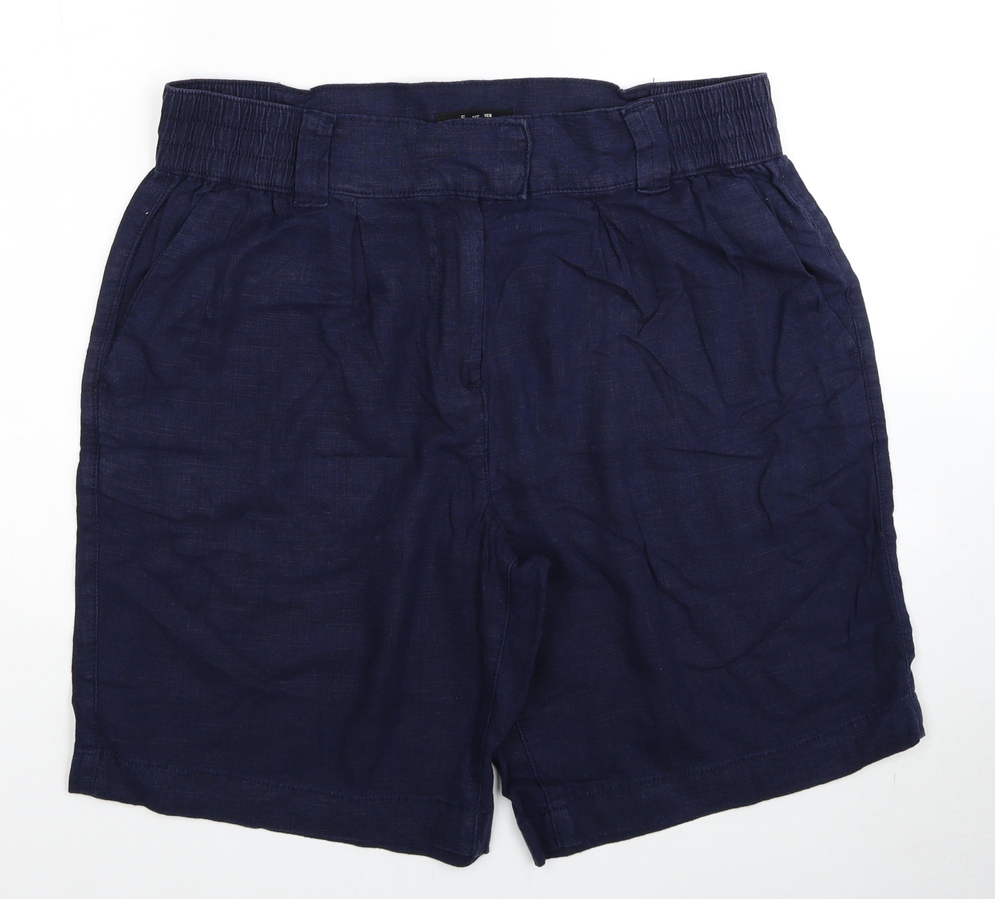 NEXT Womens Blue Linen Bermuda Shorts Size 16 Regular Zip
