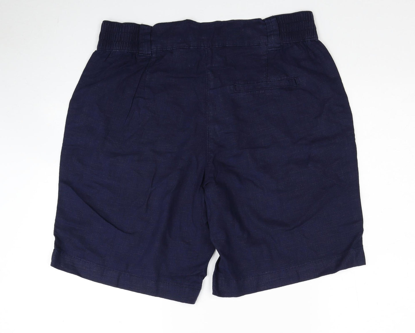 NEXT Womens Blue Linen Bermuda Shorts Size 16 Regular Zip