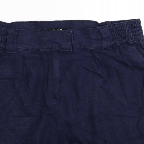 NEXT Womens Blue Linen Bermuda Shorts Size 16 Regular Zip