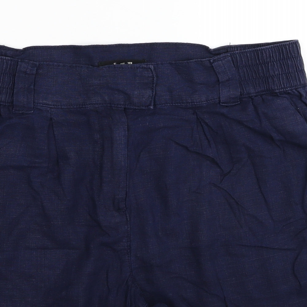 NEXT Womens Blue Linen Bermuda Shorts Size 16 Regular Zip