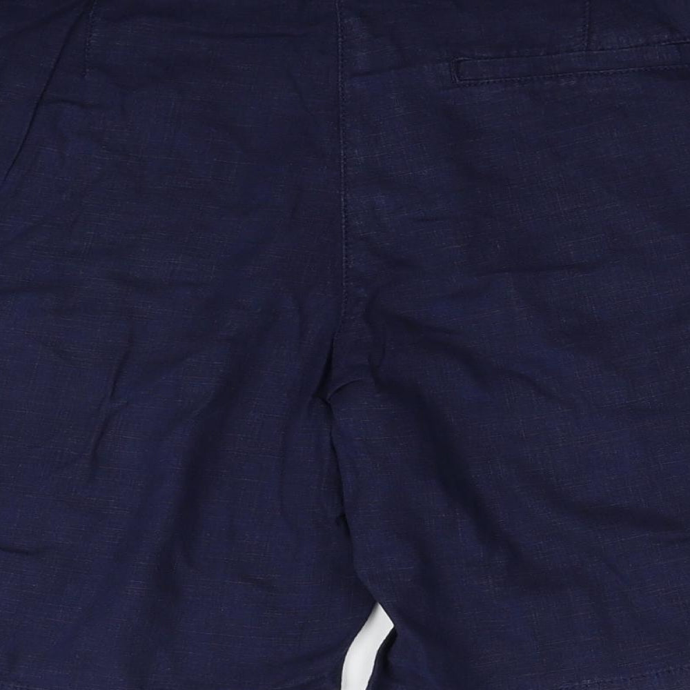 NEXT Womens Blue Linen Bermuda Shorts Size 16 Regular Zip
