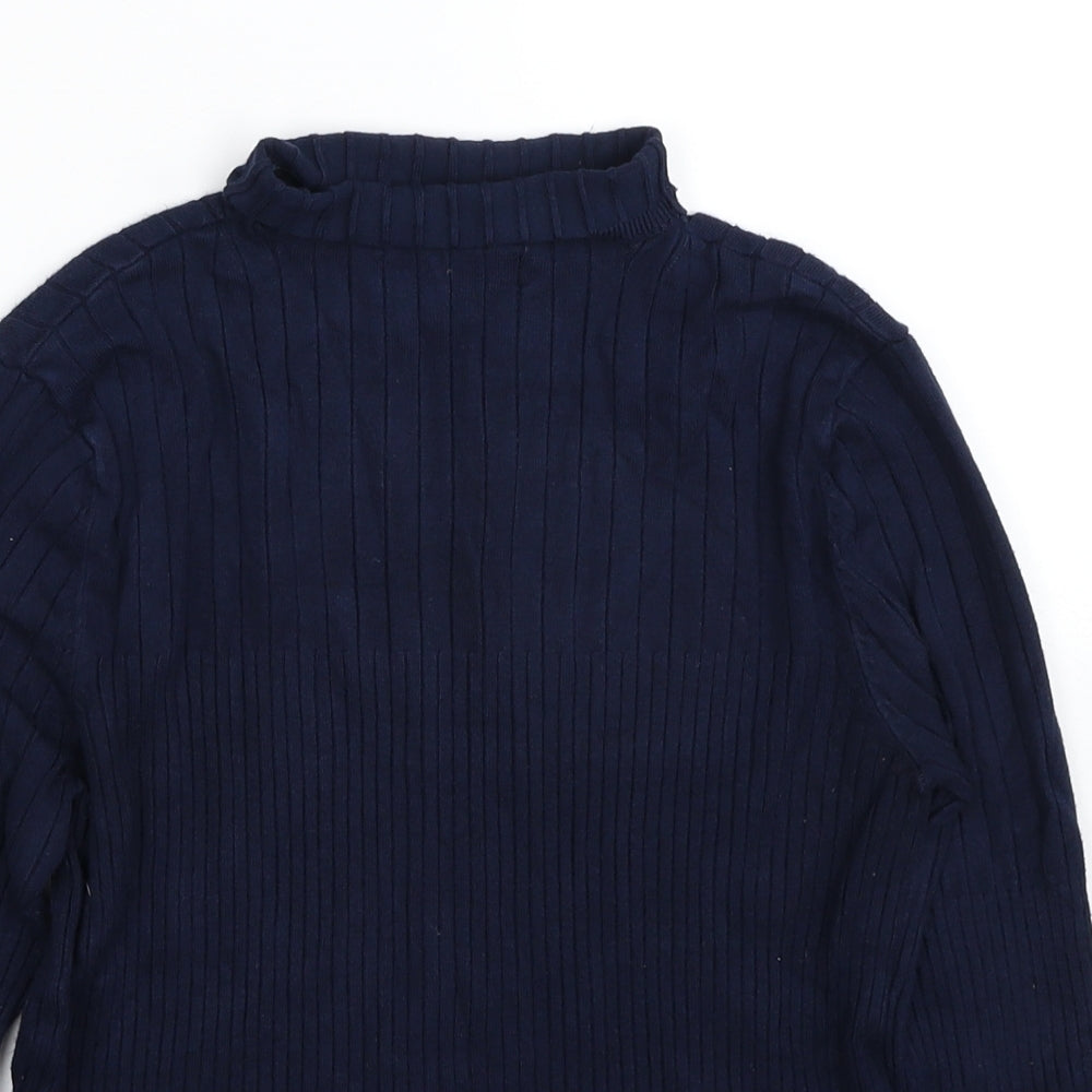 Marks and Spencer Womens Blue Roll Neck Viscose Pullover Jumper Size 12 - Ribbed