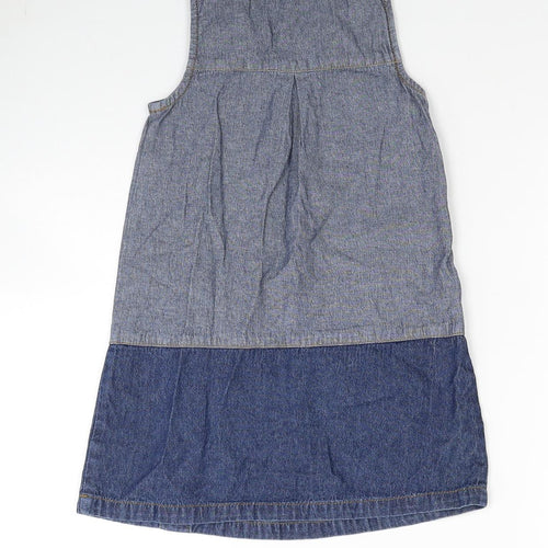 If It Were Me Girls Beige Cotton Pinafore/Dungaree Dress Size 4-5 Years Round Neck Button