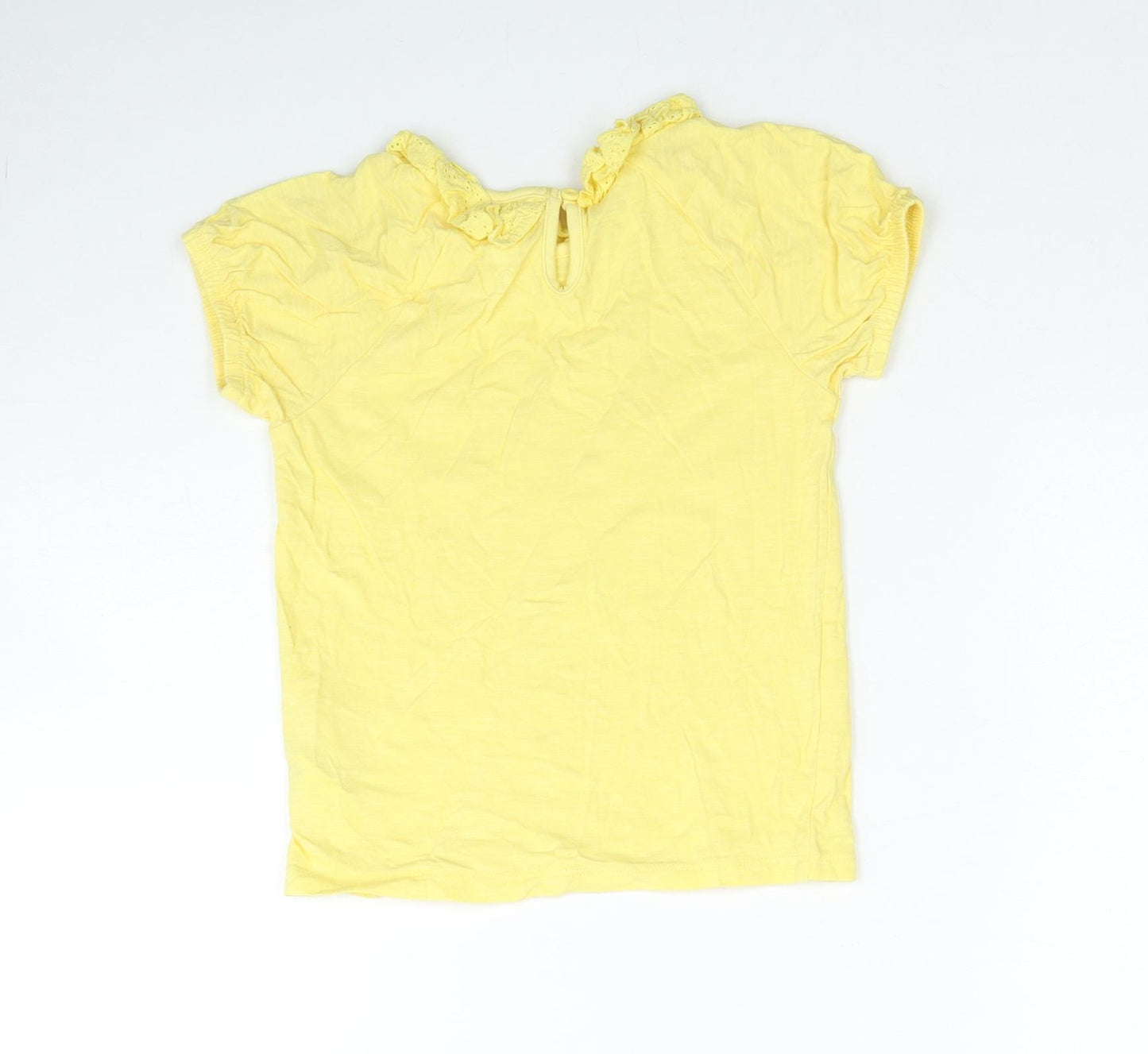 F&F Girls Yellow Cotton Basic T-Shirt Size 4-5 Years Round Neck Pullover