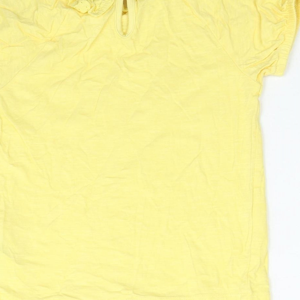 F&F Girls Yellow Cotton Basic T-Shirt Size 4-5 Years Round Neck Pullover