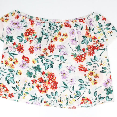 Dorothy Perkins Womens Multicoloured Floral Polyester Basic Blouse Size 10 Off the Shoulder