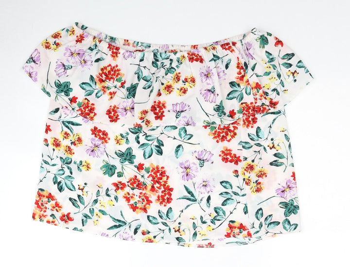 Dorothy Perkins Womens Multicoloured Floral Polyester Basic Blouse Size 10 Off the Shoulder