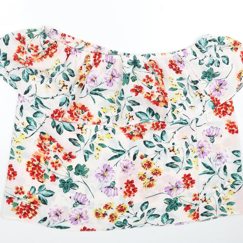 Dorothy Perkins Womens Multicoloured Floral Polyester Basic Blouse Size 10 Off the Shoulder