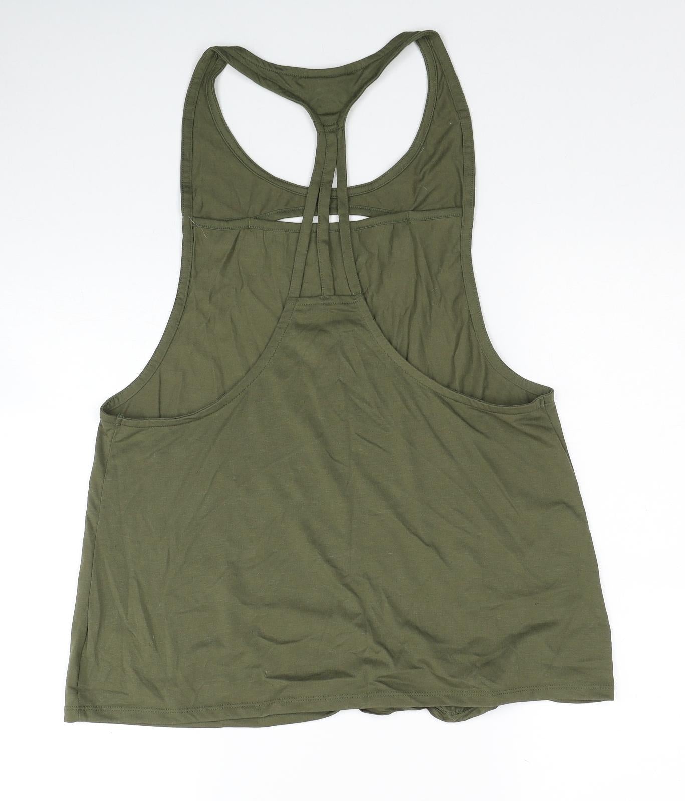 Gymshark Womens Green Polyester Basic Tank Size L Scoop Neck Pullover - Cut Out Detail