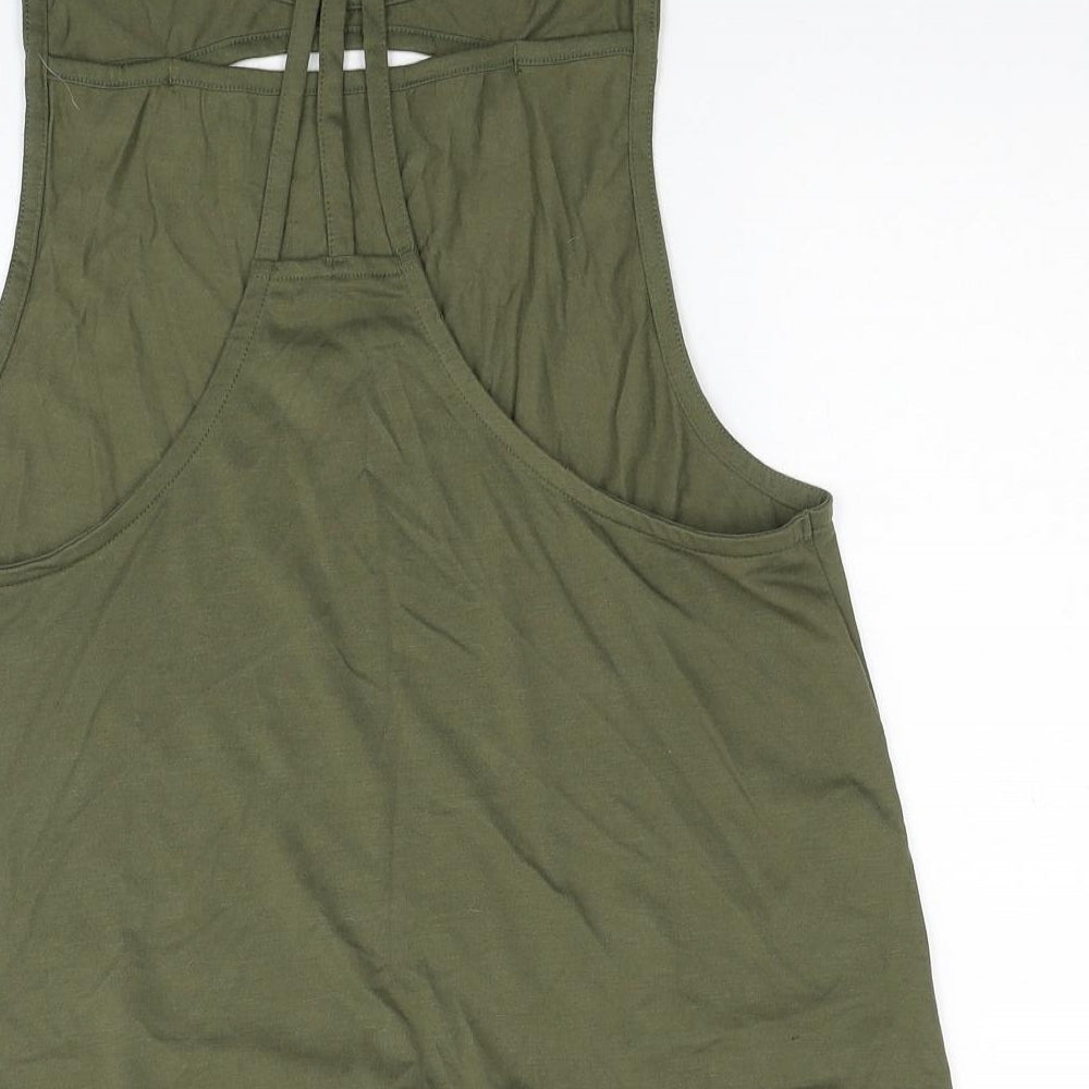Gymshark Womens Green Polyester Basic Tank Size L Scoop Neck Pullover - Cut Out Detail