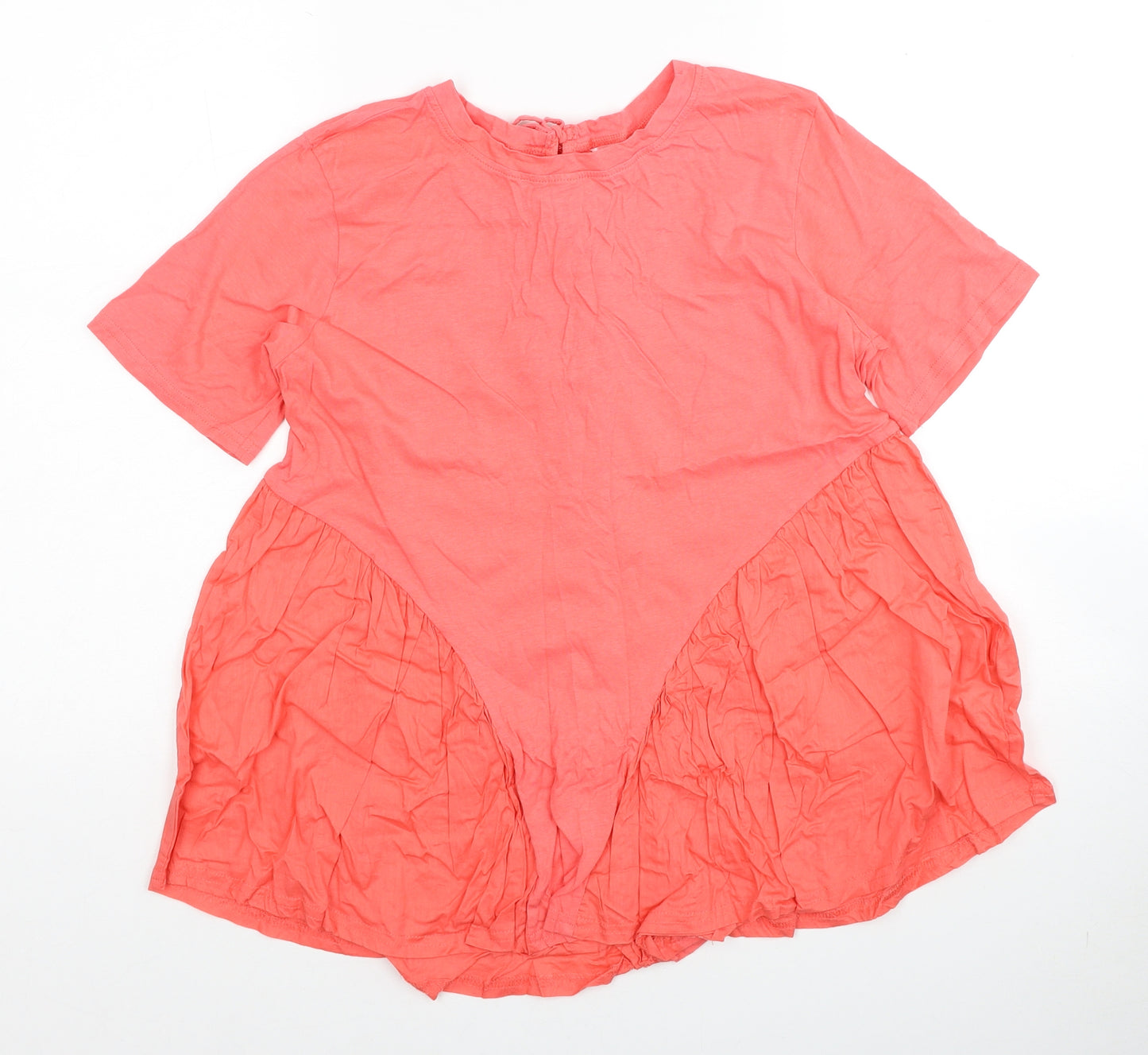 Pep&Co Womens Pink Cotton Basic Blouse Size 12 Round Neck - Size 12-14