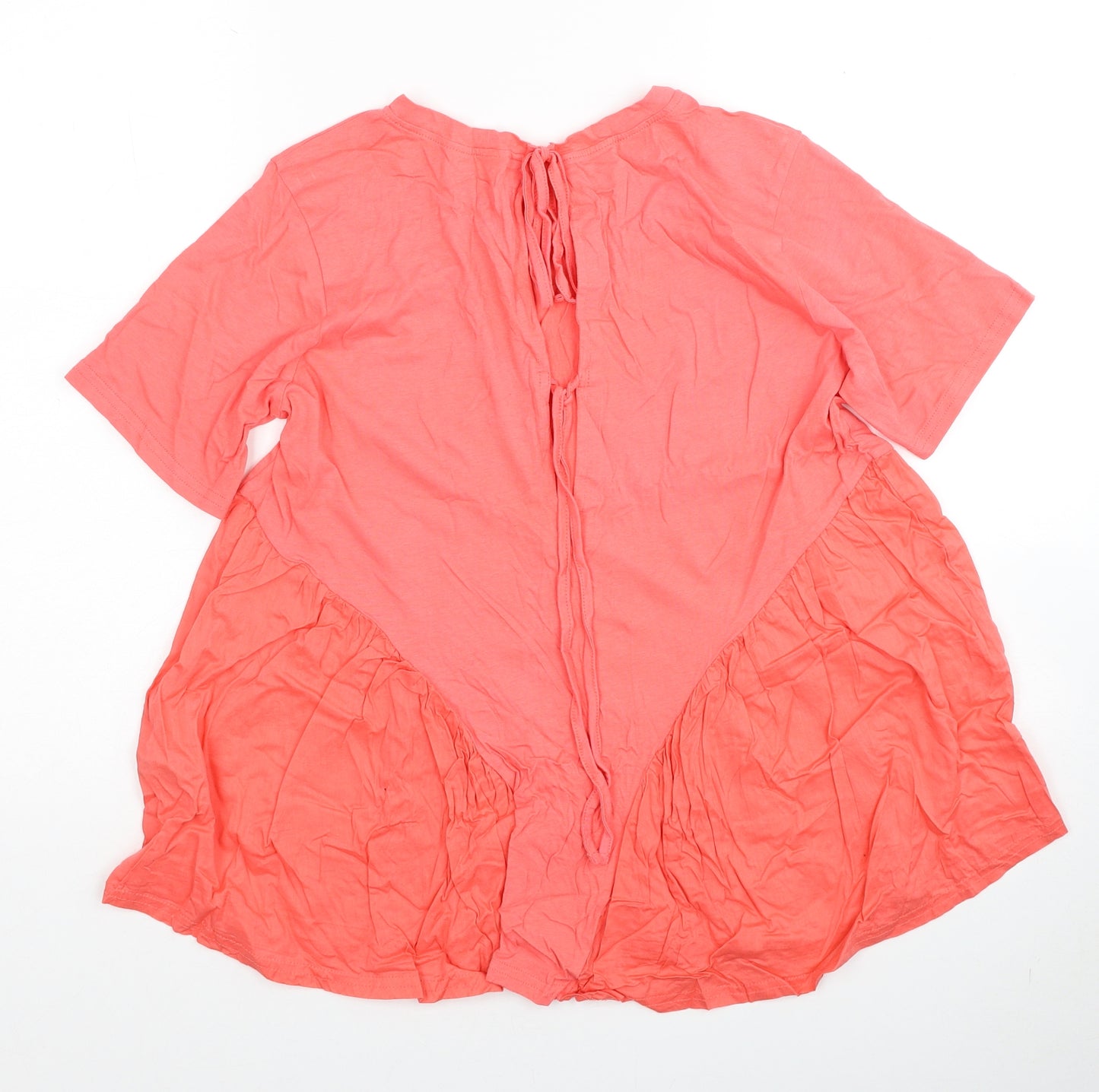 Pep&Co Womens Pink Cotton Basic Blouse Size 12 Round Neck - Size 12-14