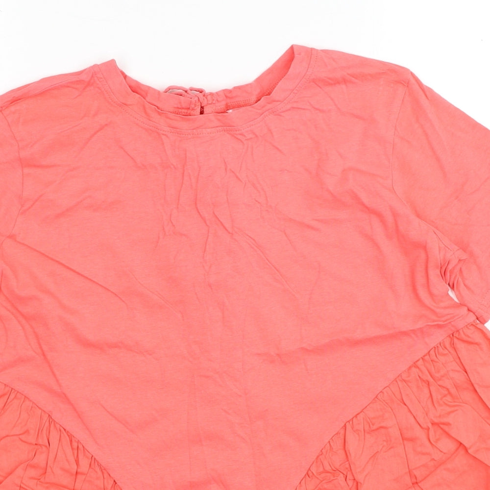 Pep&Co Womens Pink Cotton Basic Blouse Size 12 Round Neck - Size 12-14